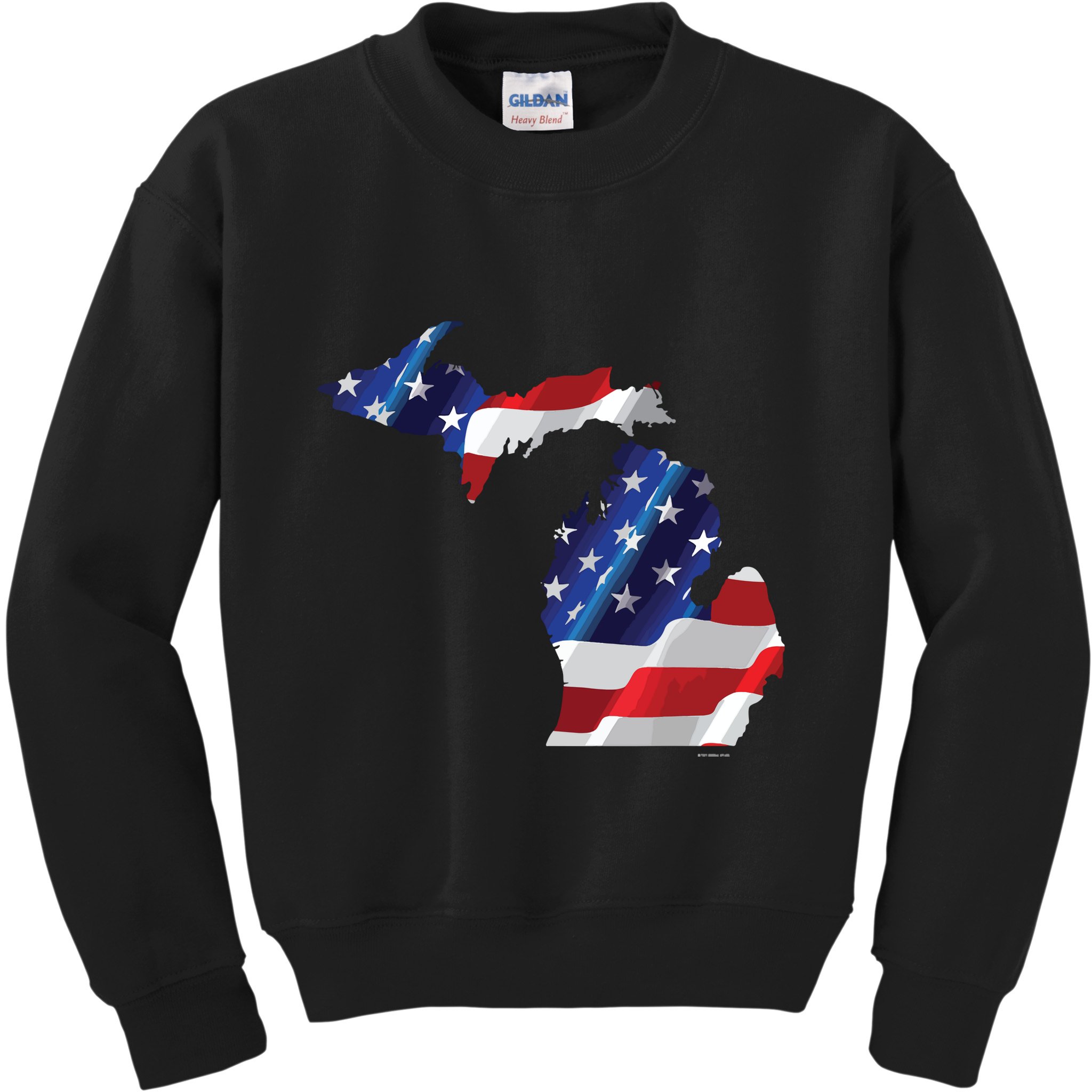 Us Flag Michigan Map Patriotic Great Lakes Gift Kids Sweatshirt