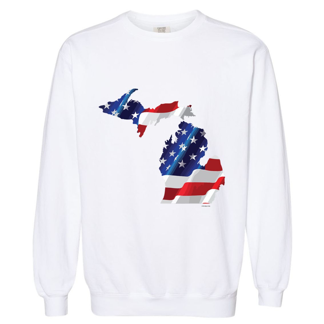 Us Flag Michigan Map Patriotic Great Lakes Gift Garment-Dyed Sweatshirt