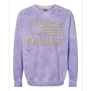 Usa Flag Military Election Veterans For Kamala Harris 2024 Gift Colorblast Crewneck Sweatshirt