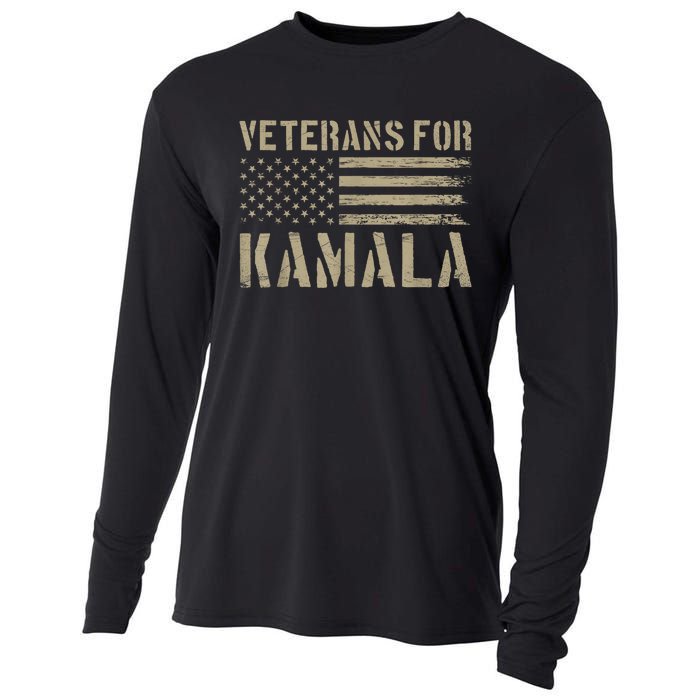 Usa Flag Military Election Veterans For Kamala Harris 2024 Gift Cooling Performance Long Sleeve Crew