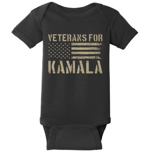 Usa Flag Military Election Veterans For Kamala Harris 2024 Gift Baby Bodysuit