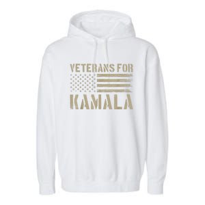 Usa Flag Military Election Veterans For Kamala Harris 2024 Gift Garment-Dyed Fleece Hoodie