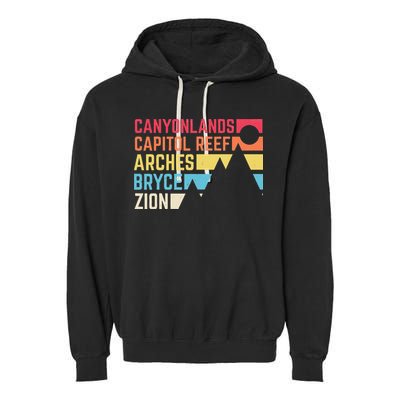 Utahs Five National Parks Souvenir NPS Moab Utah Mighty 5 Garment-Dyed Fleece Hoodie