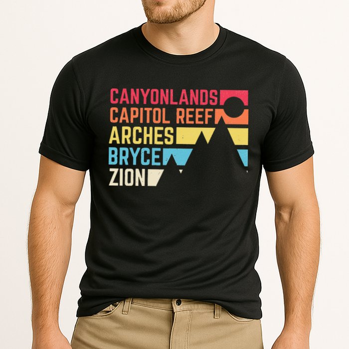 Utahs Five National Parks Souvenir NPS Moab Utah Mighty 5 Cooling Performance Crew T-Shirt