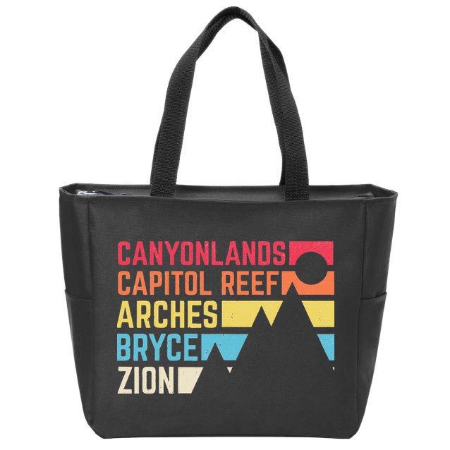 Utahs Five National Parks Souvenir NPS Moab Utah Mighty 5 Zip Tote Bag