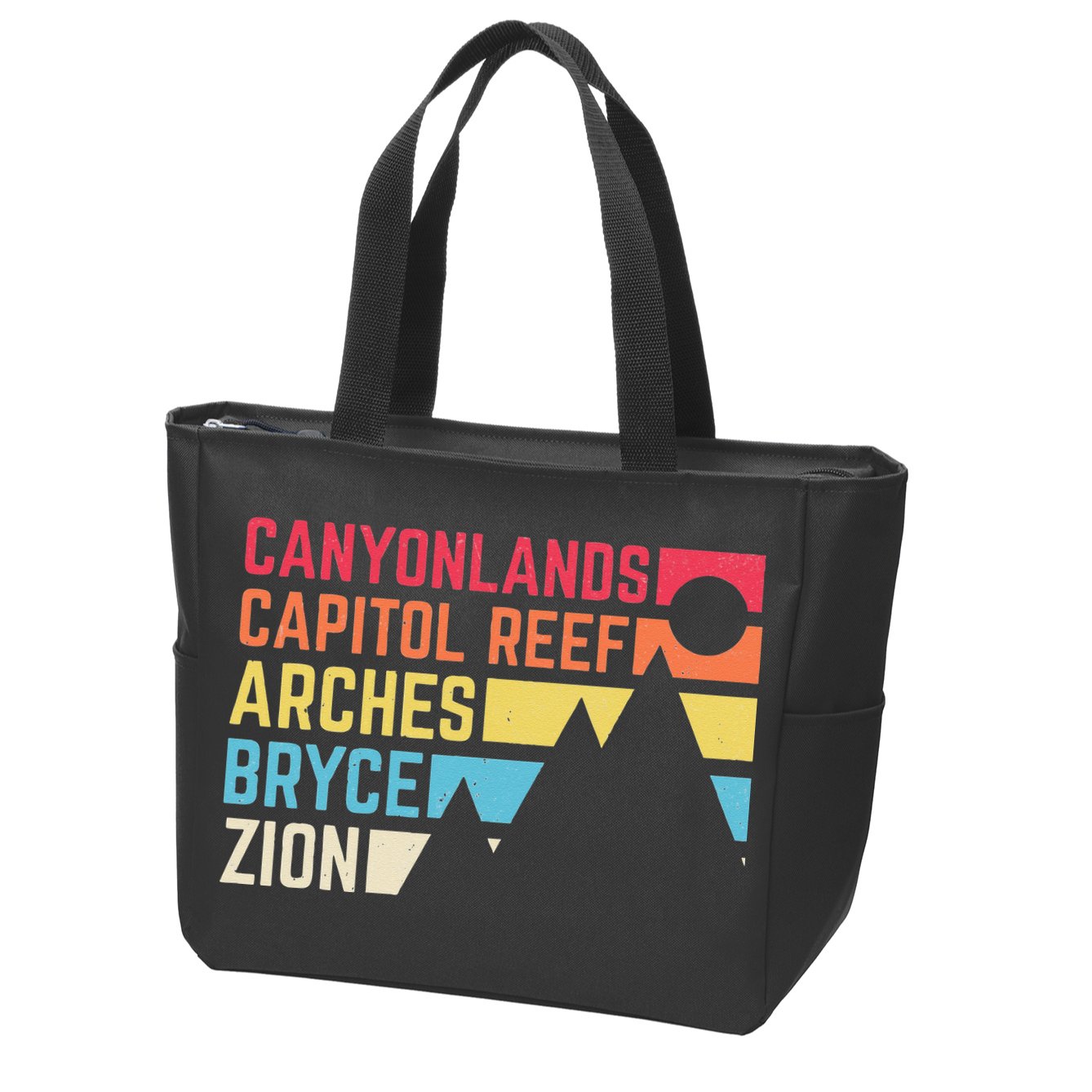 Utahs Five National Parks Souvenir NPS Moab Utah Mighty 5 Zip Tote Bag
