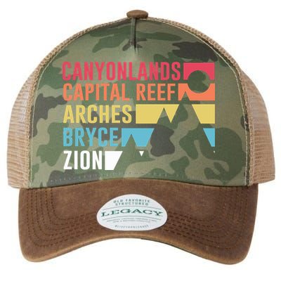 Utahs Five National Parks Souvenir Cool Gift Nps Moab Utah Mighty 5 Gift Legacy Tie Dye Trucker Hat