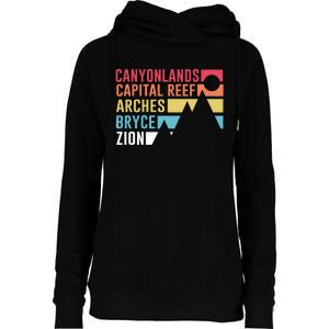 Utahs Five National Parks Souvenir Cool Gift Nps Moab Utah Mighty 5 Gift Womens Funnel Neck Pullover Hood