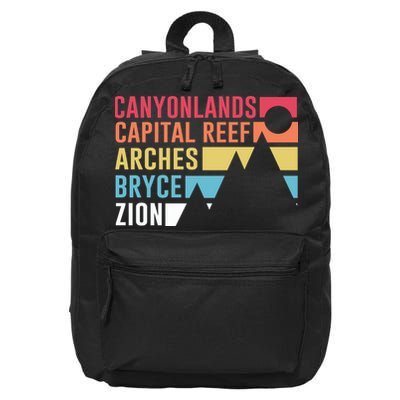 Utahs Five National Parks Souvenir Cool Gift Nps Moab Utah Mighty 5 Gift 16 in Basic Backpack