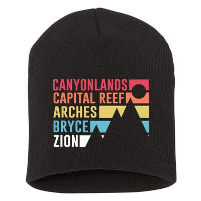 Utahs Five National Parks Souvenir Cool Gift Nps Moab Utah Mighty 5 Gift Short Acrylic Beanie