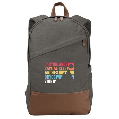 Utahs Five National Parks Souvenir Cool Gift Nps Moab Utah Mighty 5 Gift Cotton Canvas Backpack