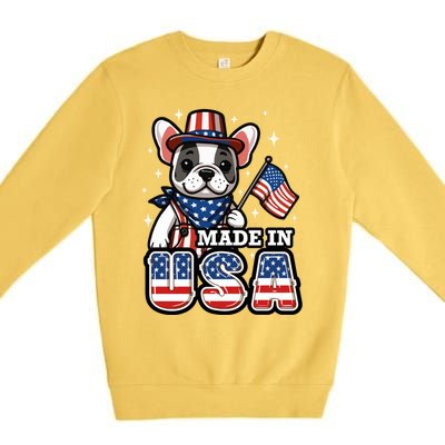 Usa Frenchie Ns French Bulldog Patriotic 4th July Gift Premium Crewneck Sweatshirt