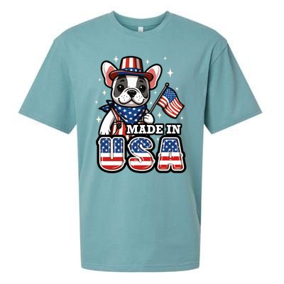 Usa Frenchie Ns French Bulldog Patriotic 4th July Gift Sueded Cloud Jersey T-Shirt