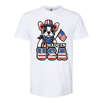 Usa Frenchie Ns French Bulldog Patriotic 4th July Gift Softstyle® CVC T-Shirt