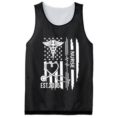 Usa Flag New Nurse Est 2025 Rn Nursing School Graduation Graduate Bsn Mesh Reversible Basketball Jersey Tank