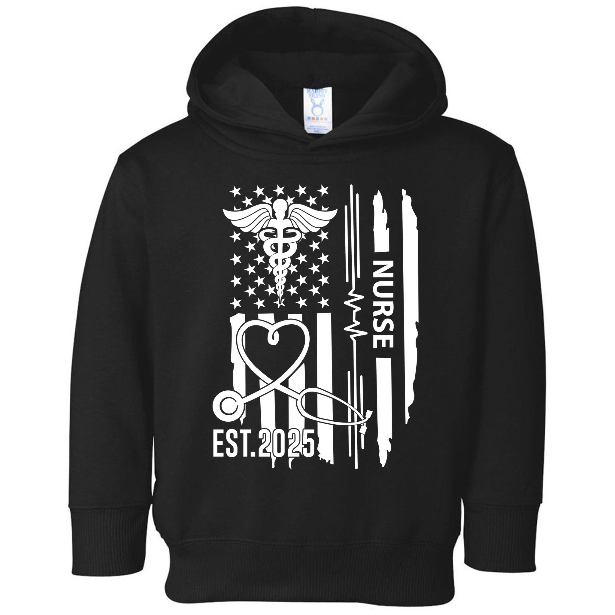 Usa Flag New Nurse Est 2025 Rn Nursing School Graduation Graduate Bsn Toddler Hoodie