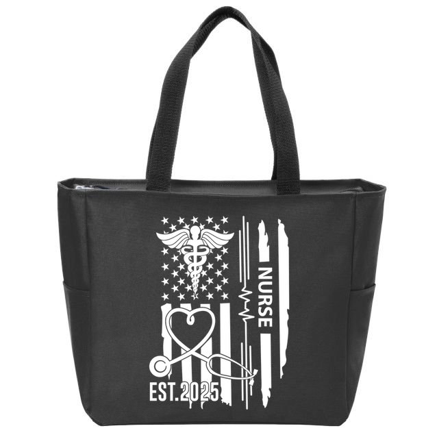 Usa Flag New Nurse Est 2025 Rn Nursing School Graduation Graduate Bsn Zip Tote Bag