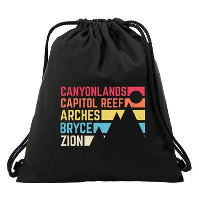 Utahs Five National Parks Souvenir Nps Moab Utah Mighty 5 Drawstring Bag