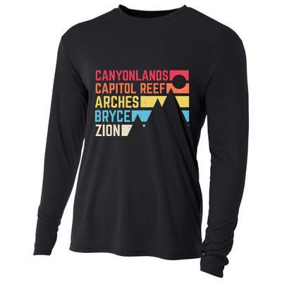 Utahs Five National Parks Souvenir Nps Moab Utah Mighty 5 Cooling Performance Long Sleeve Crew