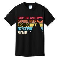 Utahs Five National Parks Souvenir Nps Moab Utah Mighty 5 Kids T-Shirt