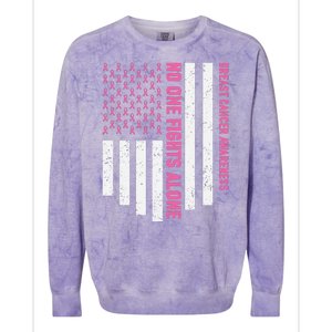 USA Flag No One Fight Alone Breast Caner Awareness Colorblast Crewneck Sweatshirt