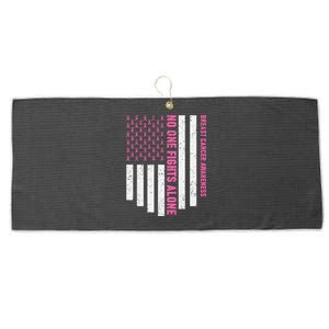 USA Flag No One Fight Alone Breast Caner Awareness Large Microfiber Waffle Golf Towel