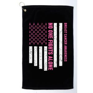 USA Flag No One Fight Alone Breast Caner Awareness Platinum Collection Golf Towel