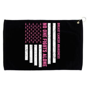 USA Flag No One Fight Alone Breast Caner Awareness Grommeted Golf Towel