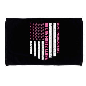 USA Flag No One Fight Alone Breast Caner Awareness Microfiber Hand Towel