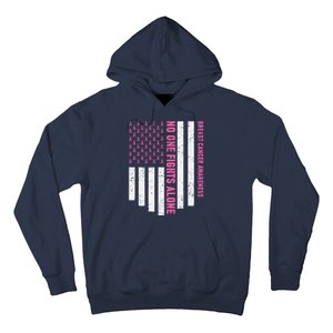 USA Flag No One Fight Alone Breast Caner Awareness Hoodie