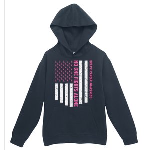 USA Flag No One Fight Alone Breast Caner Awareness Urban Pullover Hoodie