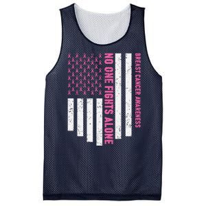 USA Flag No One Fight Alone Breast Caner Awareness Mesh Reversible Basketball Jersey Tank