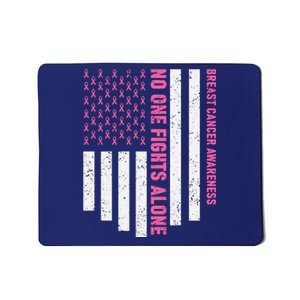 USA Flag No One Fight Alone Breast Caner Awareness Mousepad