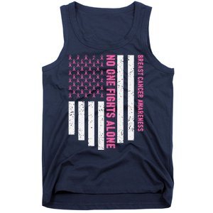 USA Flag No One Fight Alone Breast Caner Awareness Tank Top