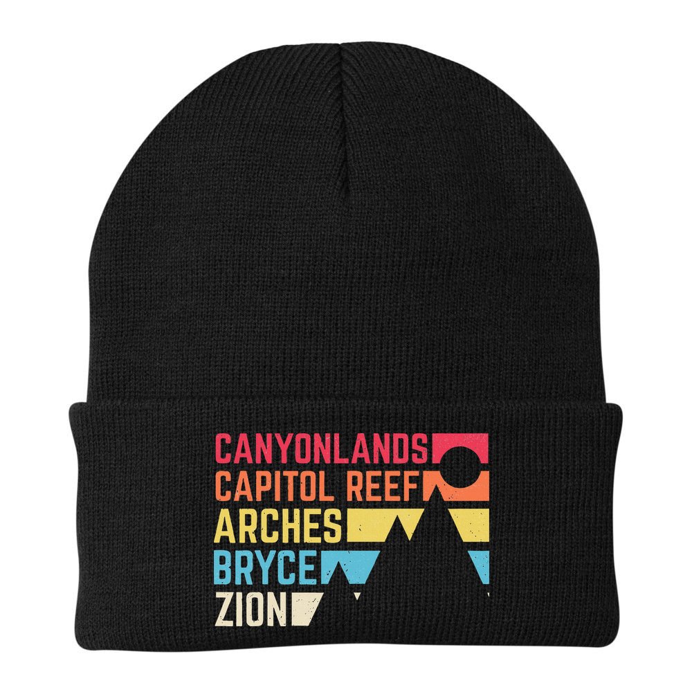 Utahs Five National Parks Souvenir Nps Moab Utah Mighty 5 Beanie