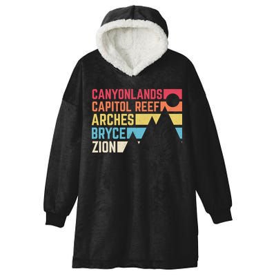 Utahs Five National Parks Souvenir Cool Gift Nps Moab Utah Mighty 5 Gift Hooded Wearable Blanket