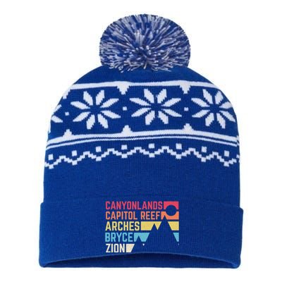 Utahs Five National Parks Souvenir Cool Gift Nps Moab Utah Mighty 5 Gift USA-Made Snowflake Beanie