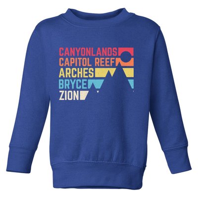 Utahs Five National Parks Souvenir Cool Gift Nps Moab Utah Mighty 5 Gift Toddler Sweatshirt