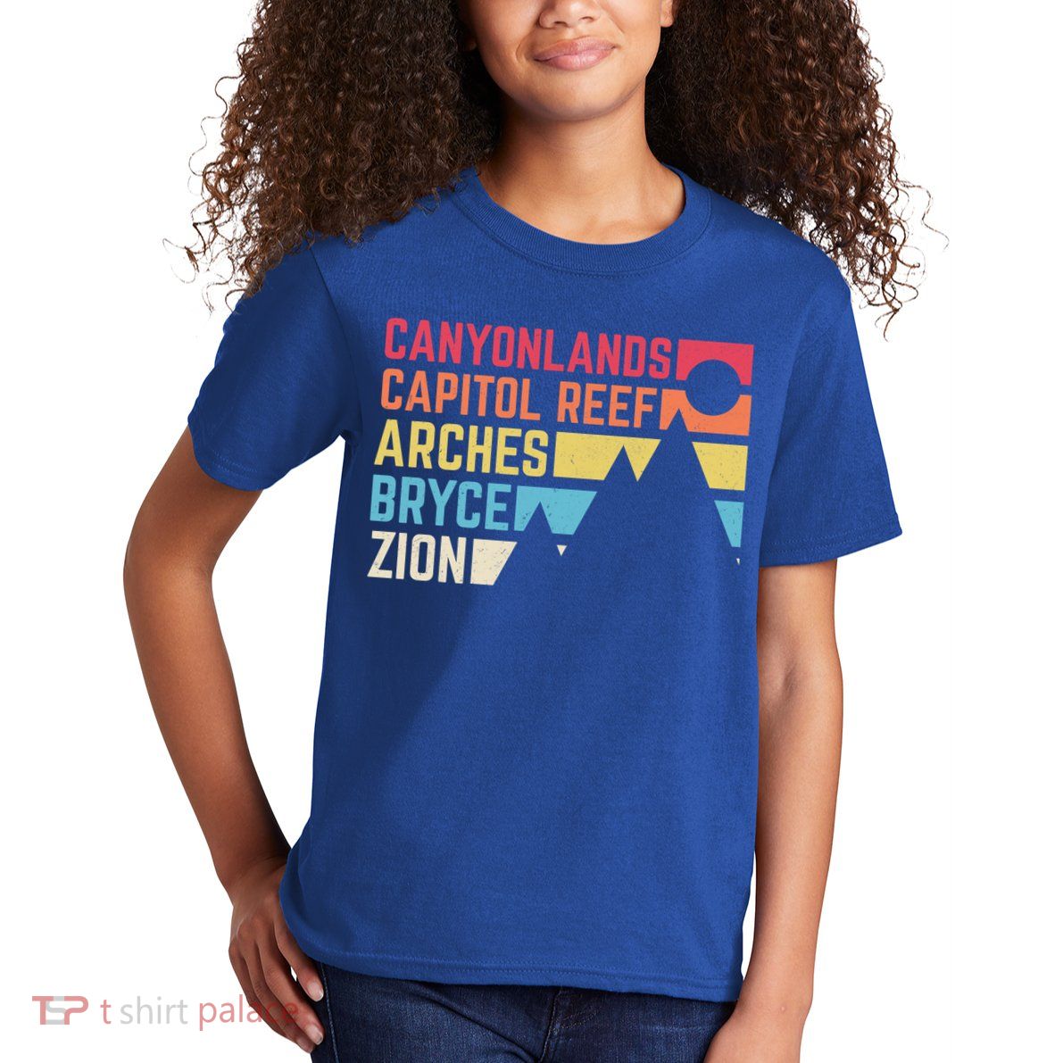 Utahs Five National Parks Souvenir Cool Gift Nps Moab Utah Mighty 5 Gift Kids T-Shirt