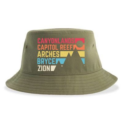 Utahs Five National Parks Souvenir Cool Gift Nps Moab Utah Mighty 5 Gift Sustainable Bucket Hat