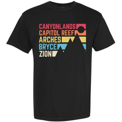 Utahs Five National Parks Souvenir Cool Nps Moab Utah Mighty 5 Garment-Dyed Heavyweight T-Shirt