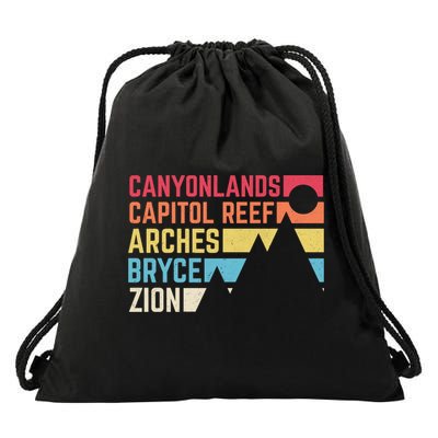Utahs Five National Parks Souvenir Cool Nps Moab Utah Mighty 5 Drawstring Bag