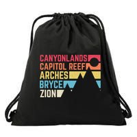 Utahs Five National Parks Souvenir Cool Nps Moab Utah Mighty 5 Drawstring Bag