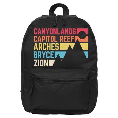 Utahs Five National Parks Souvenir Cool Nps Moab Utah Mighty 5 16 in Basic Backpack