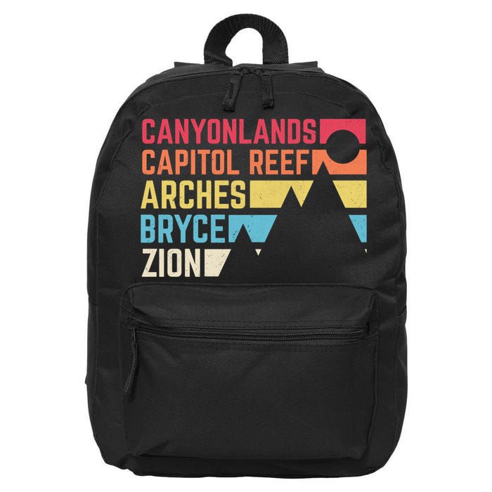 Utahs Five National Parks Souvenir Cool Nps Moab Utah Mighty 5 16 in Basic Backpack