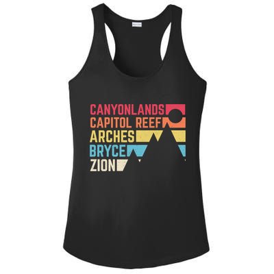 Utahs Five National Parks Souvenir Cool Nps Moab Utah Mighty 5 Ladies PosiCharge Competitor Racerback Tank
