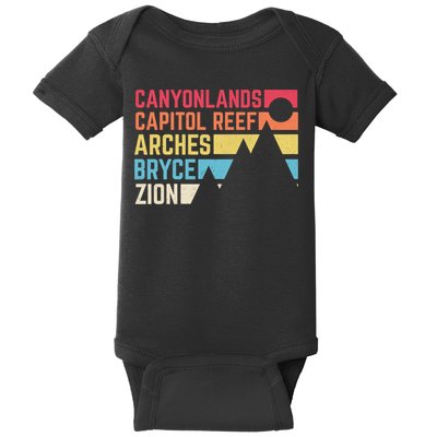 Utahs Five National Parks Souvenir Cool Nps Moab Utah Mighty 5 Baby Bodysuit