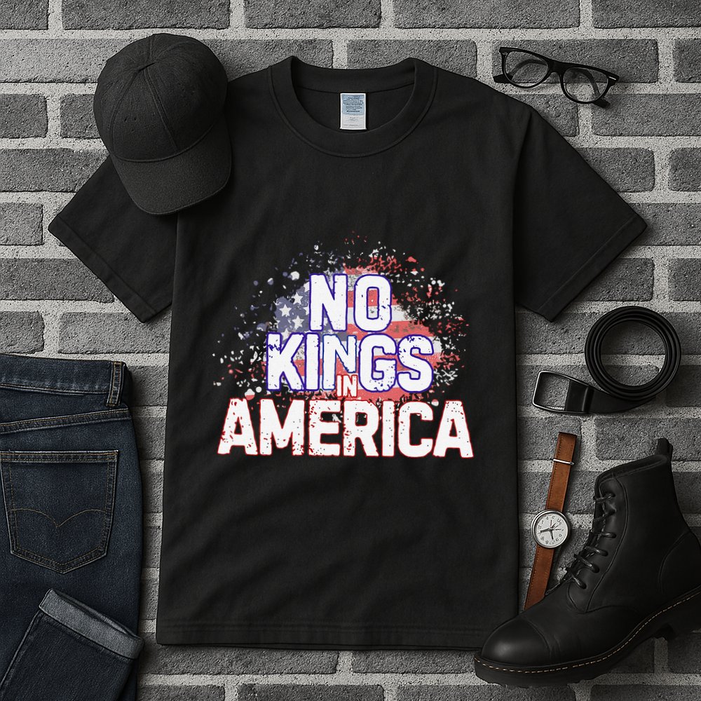 Usa Flag No Kings In America Democracy Tall T-Shirt