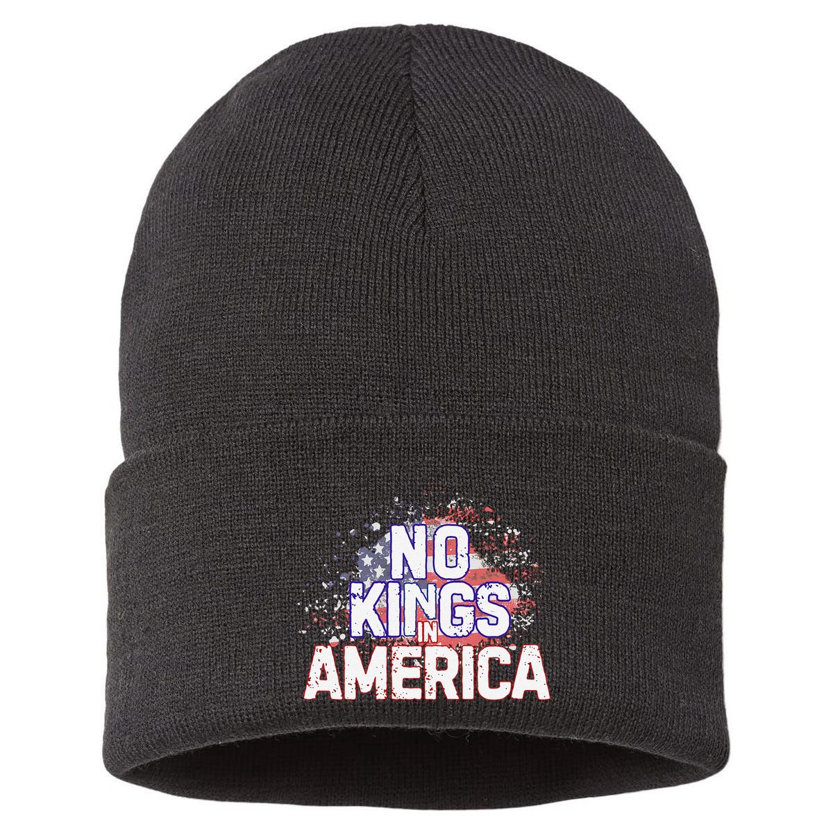 Usa Flag No Kings In America Democracy Sustainable Knit Beanie
