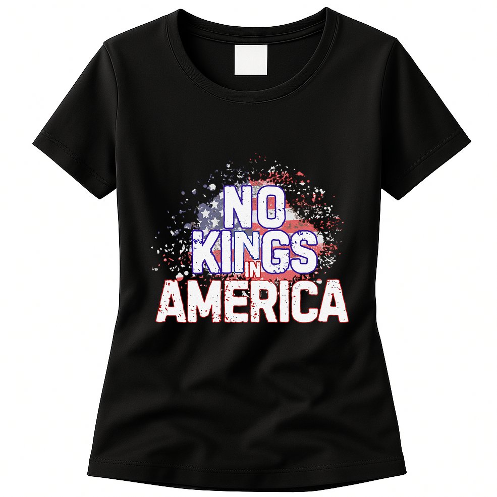 Usa Flag No Kings In America Democracy Womens T-Shirt